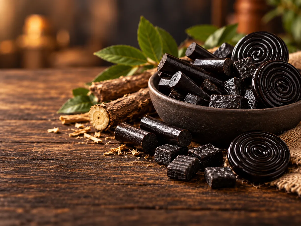 Regaliz negro en rollos, barras y pastillas