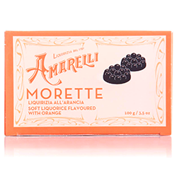 Regaliz negro Morette Amarelli con naranja